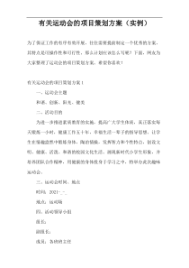 有关运动会的项目策划方案（实例）