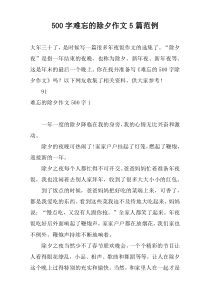500字难忘的除夕作文5篇范例