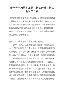 青年大学习第九季第三期观后感心得体会范文5篇