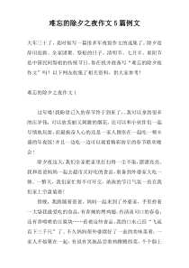难忘的除夕之夜作文5篇例文