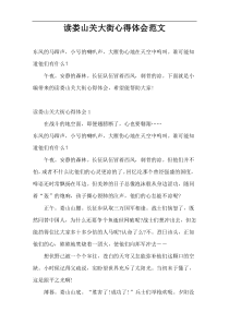 读娄山关大街心得体会范文