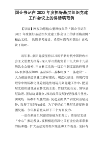 国企书记在2022年度抓好基层组织党建工作会议上的讲话稿范例