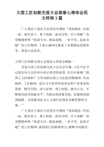 大国工匠创新交流大会观看心得体会范文样例3篇