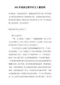 600字我家过春节作文5篇范例