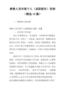 销售人员年度个人（述职报告）范例（精选10篇）
