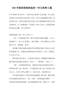 600字我的烦恼热选初一作文范例5篇