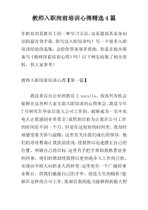教师入职岗前培训心得精选4篇