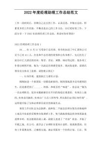 2022年度经理助理工作总结范文