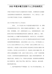 2022年度乡镇卫生院个人工作总结范文