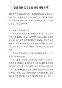 会计顶岗实习总结报告精选5篇