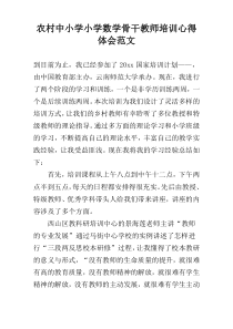 农村中小学小学数学骨干教师培训心得体会范文