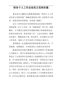财务个人工作总结范文范例多篇