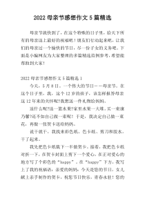 2022母亲节感想作文5篇精选