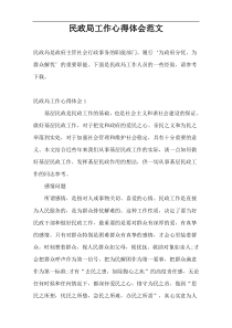 民政局工作心得体会范文