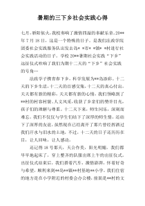 暑期的三下乡社会实践心得