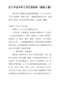 红十字会半年工作汇报材料（精选4篇）
