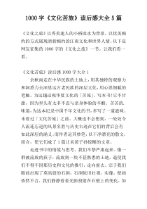 [1000字]《文化苦旅》读后感大全5篇