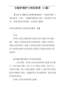 分级护理护士岗位职责（4篇）
