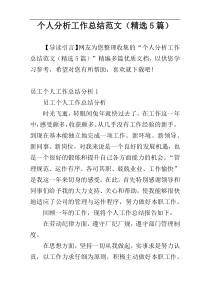 个人分析工作总结范文（精选5篇）