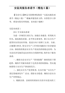 安监局服务承诺书（精选5篇）