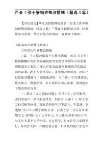 自查工作不够细致整改措施（精选3篇）