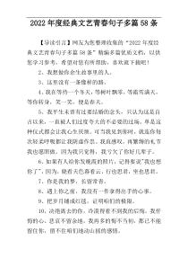 2022年度经典文艺青春句子多篇58条