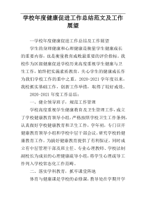 学校年度健康促进工作总结范文及工作展望