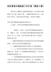 经济普查乡镇抽查工作汇报（精选5篇）