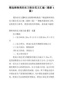 精选销售类的实习报告范文汇编（最新4篇）