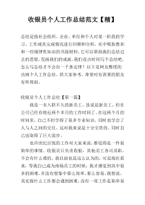 收银员个人工作总结范文【精】