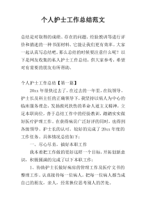 个人护士工作总结范文