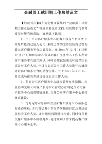 金融员工试用期工作总结范文