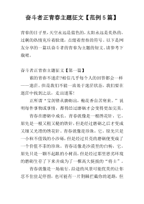 奋斗者正青春主题征文【范例5篇】