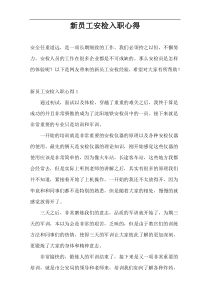 新员工安检入职心得