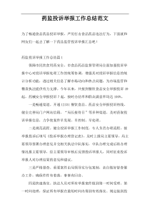 药监投诉举报工作总结范文