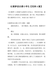 红楼梦读后感小学生【范例4篇】