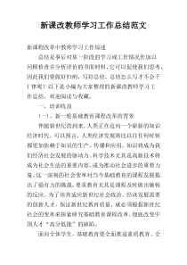 新课改教师学习工作总结范文