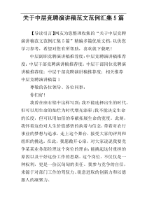 关于中层竞聘演讲稿范文范例汇集5篇