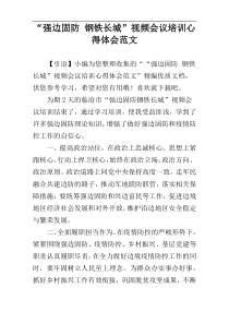 ​“强边固防 钢铁长城”视频会议培训心得体会范文