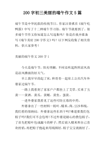[200字]初三美丽的端午作文5篇