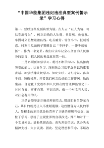 “中国华能集团违纪违法典型案例警示录”学习心得