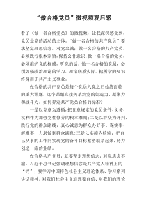 “做合格党员”微视频观后感