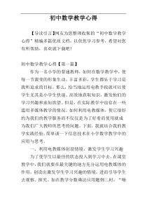 初中数学教学心得