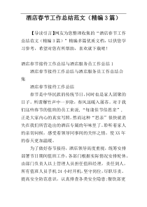 酒店春节工作总结范文（精编3篇）