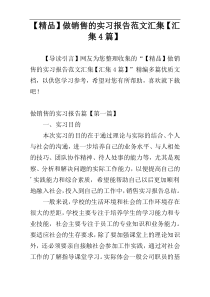 【精品】做销售的实习报告范文汇集【汇集4篇】