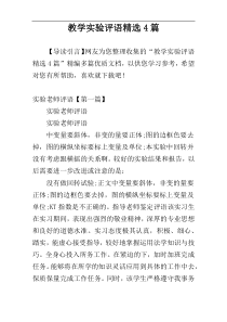 教学实验评语精选4篇