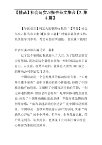 【精品】社会写实习报告范文集合【汇集4篇】