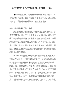关于新年工作计划汇集（通用4篇）