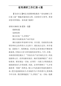 省局调研工作汇报4篇