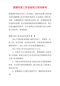 团委年度工作总结范文范本参考